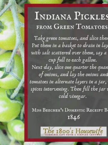 picture of 1800s recipe for green tomato pickles