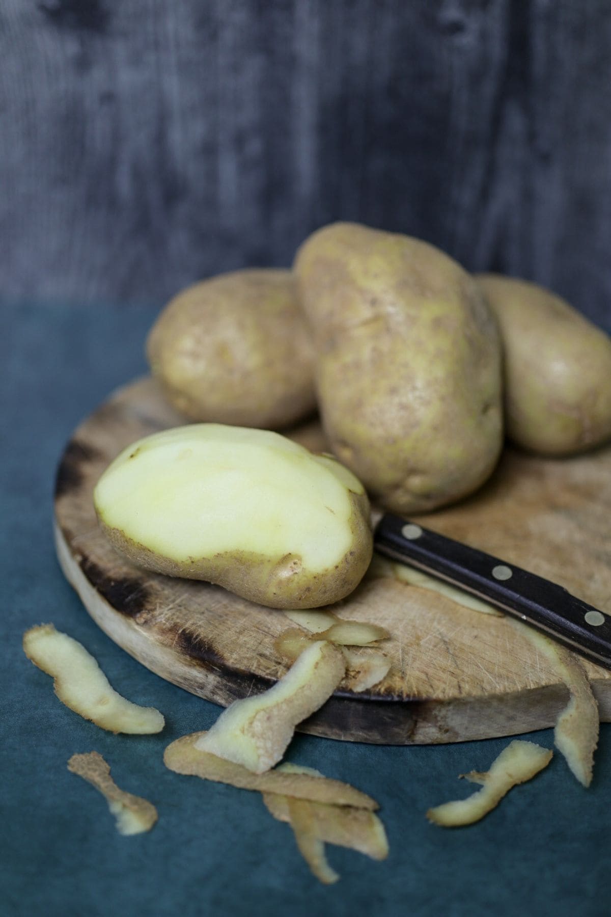 potatoes on a cutting board