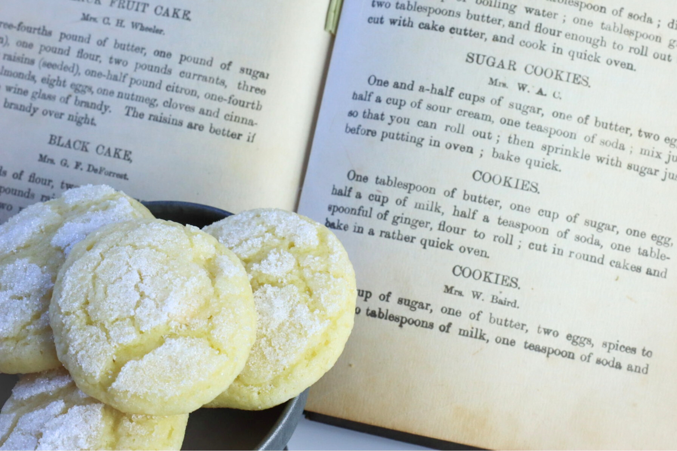 sugar cookies from 1800's recipe with old cook book