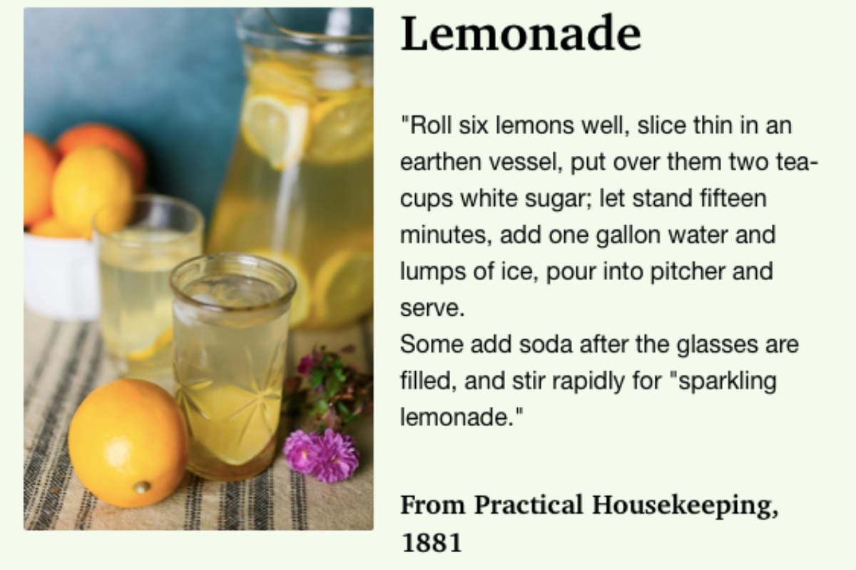 1800's recipe for lemonade