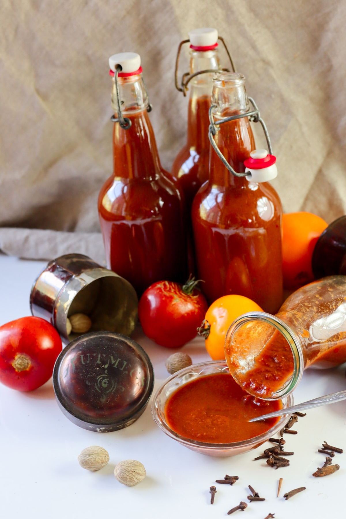 Homemade catsup with fresh tomatoes and spices