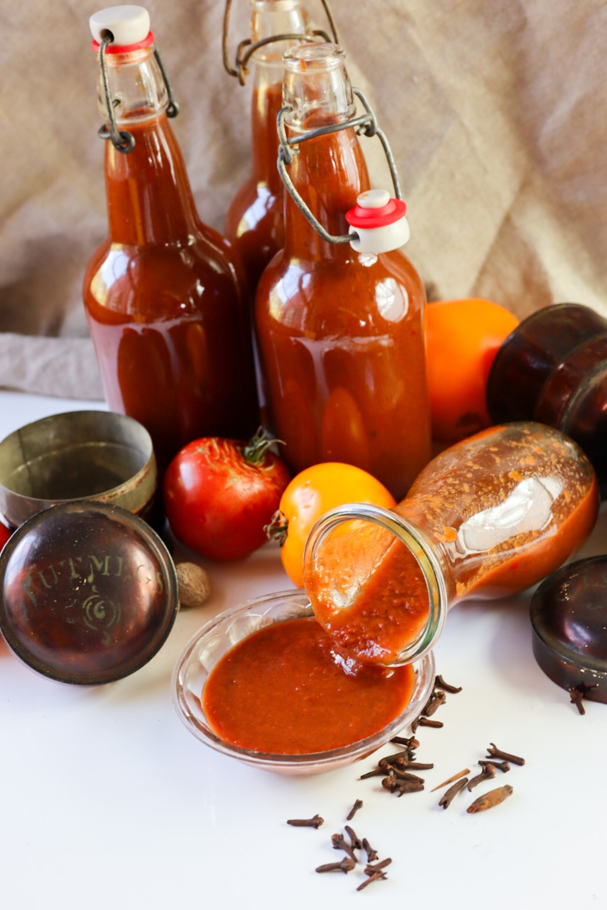 Homemade ketchup with fresh tomatoes