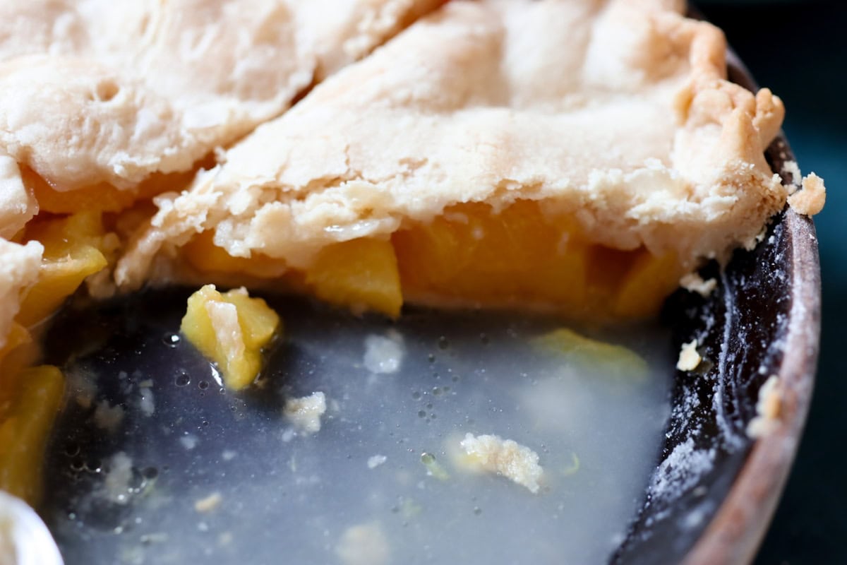 a slice of peach pie