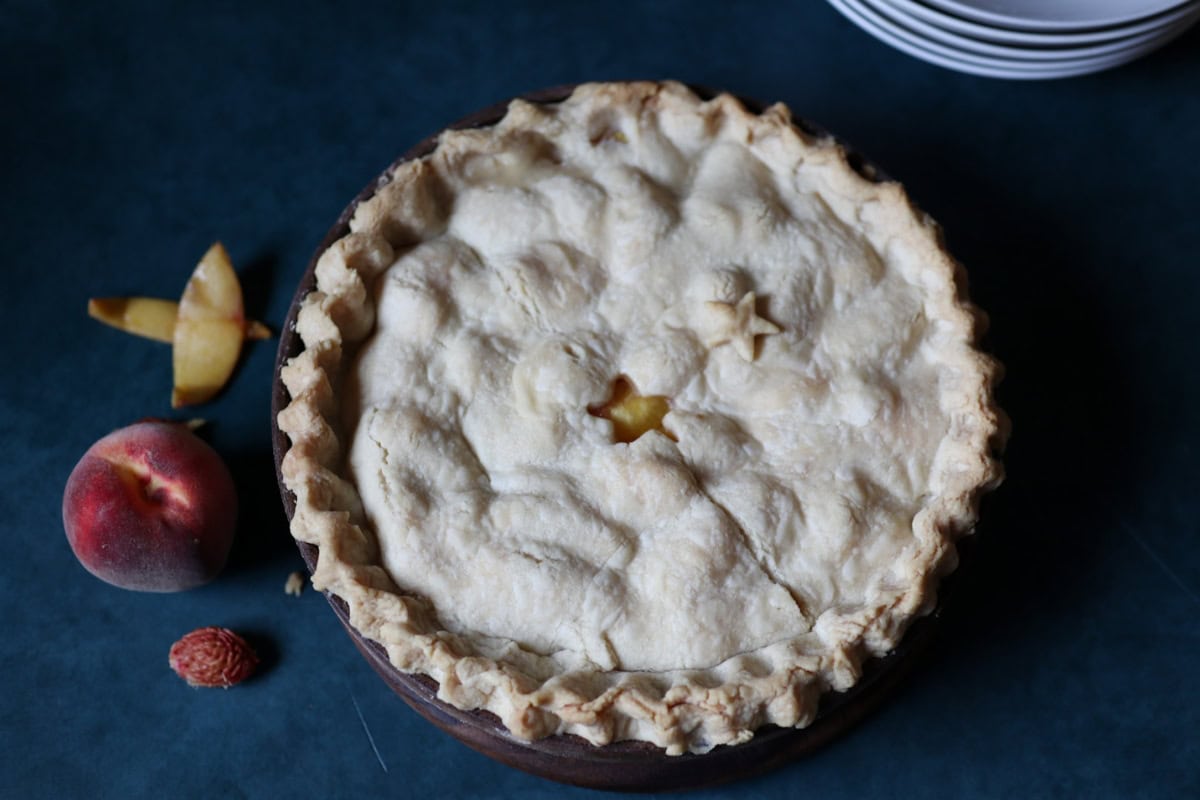A peach pie made from an 1800's recipe
