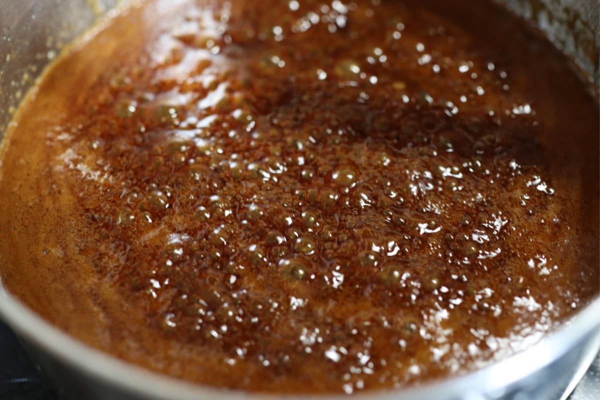 boiling butter and molasses