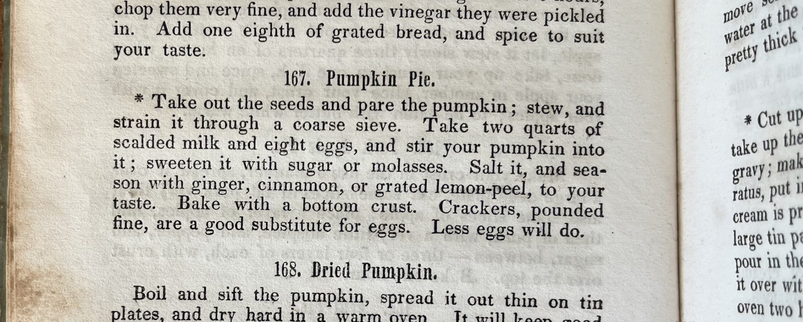 AN 1800'S RECIPE FOR PUMPKIN PIE