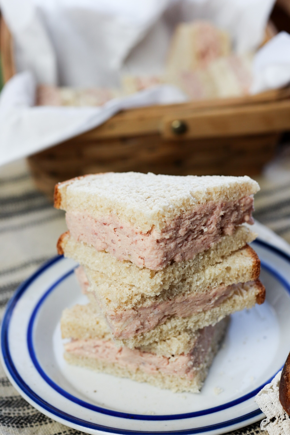 a stack of ham sandwiches