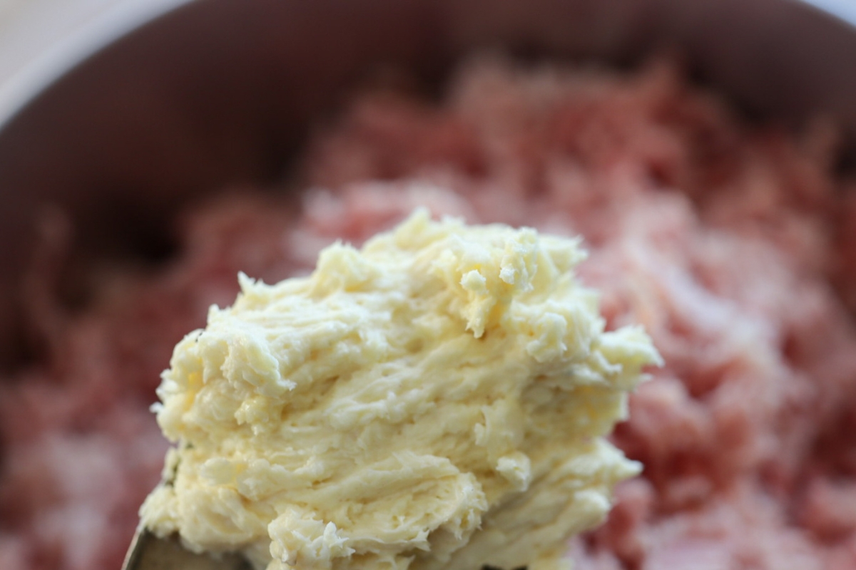 The dressing mixture for an old fashioned ham salad recipe