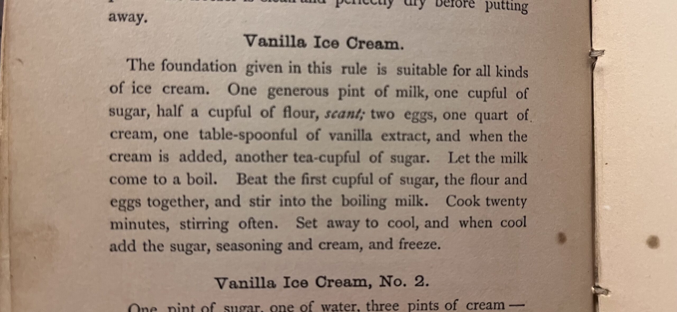 an 1800s recipe for vanilla ice cream
