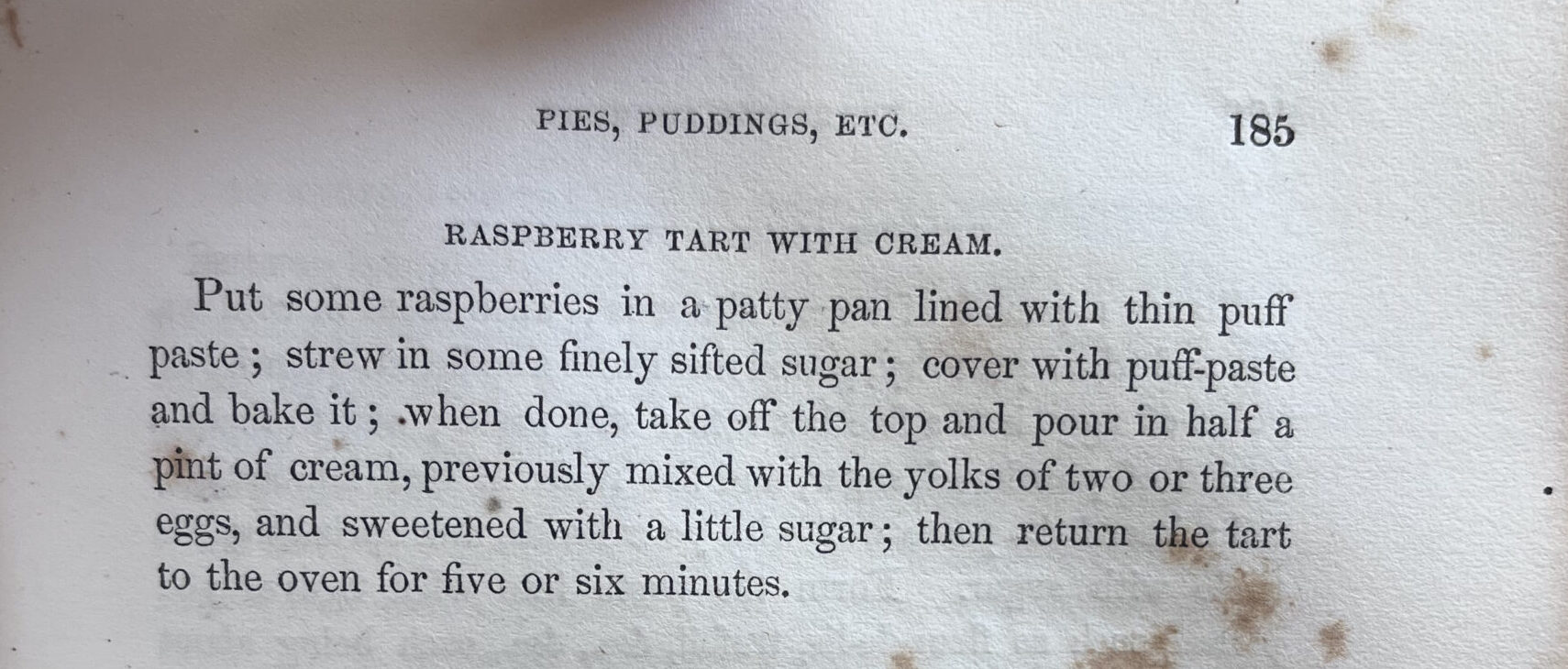 an 1800s recipe for raspberry tart with cream