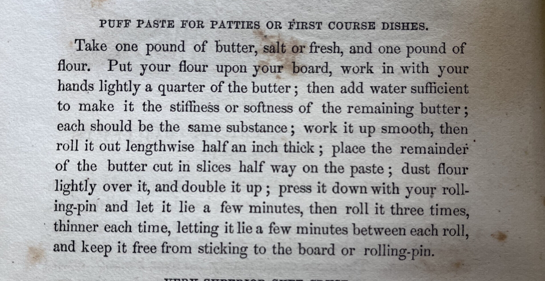 an 1800s recipe for puff paste