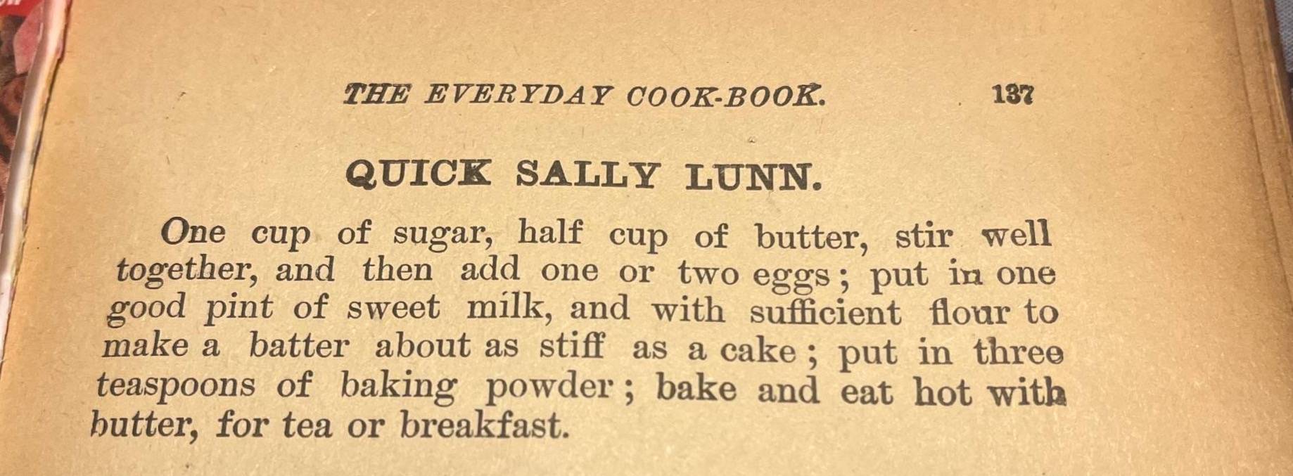 an 1800s recipe for Sally Lunn cake