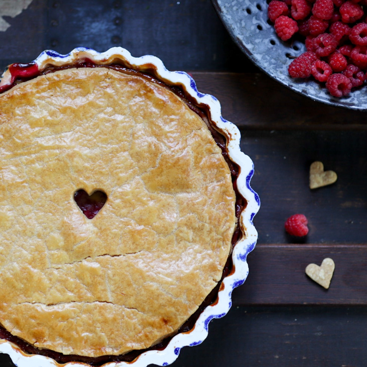 a raspberry tart with cream