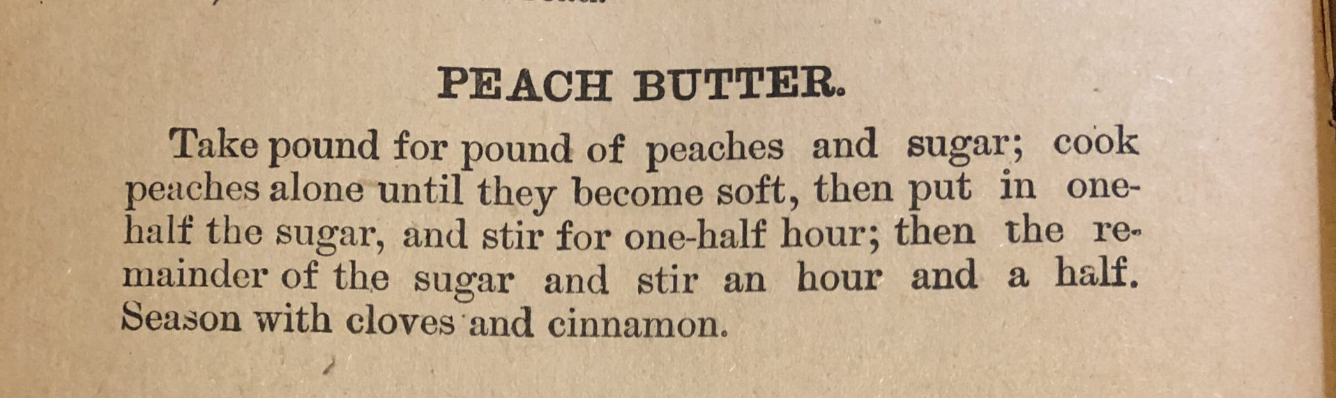 recipe for an 1800s Peach Butter