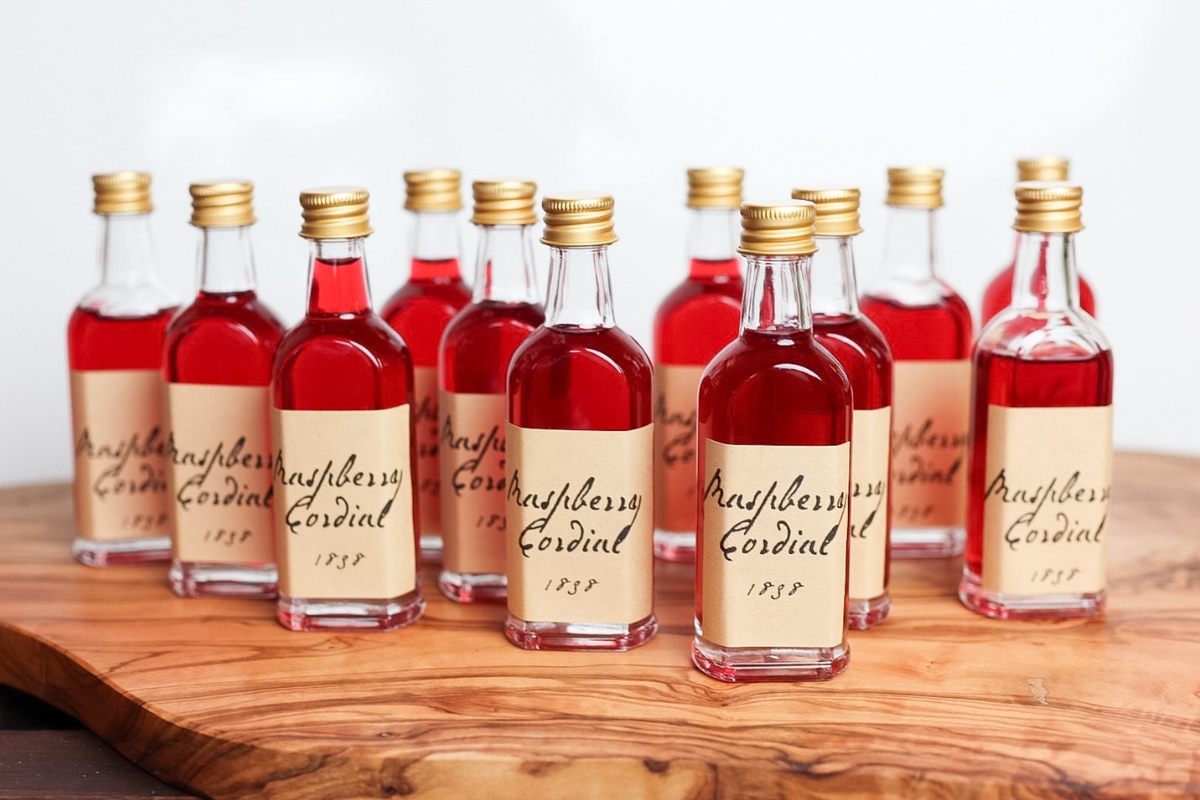 little bottles of 1800s Raspberry Cordial