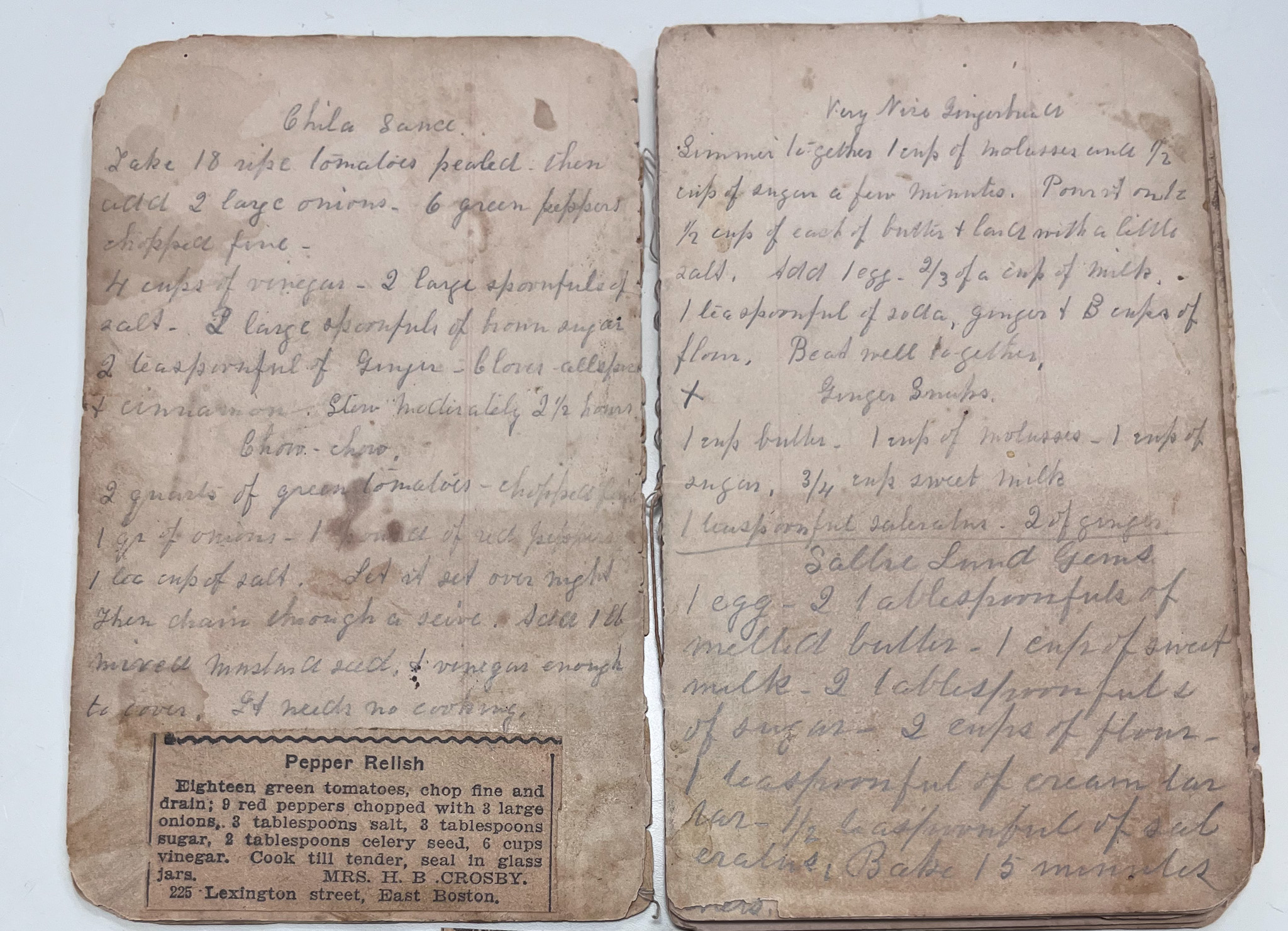 two pages from a manuscript cook book