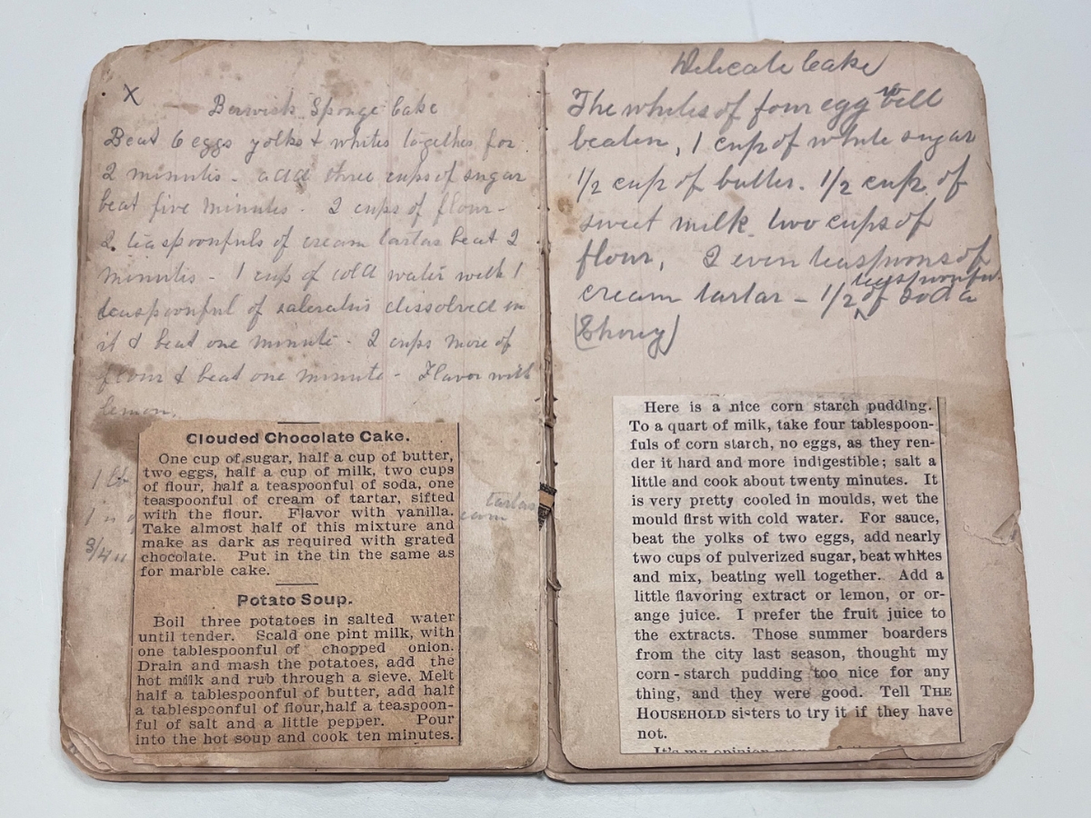 pages from an 1800s handwritten cook book