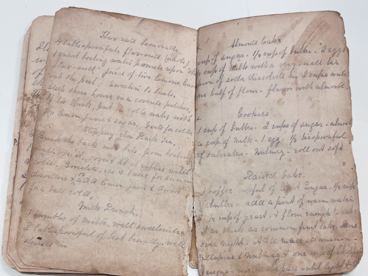 1800s handwritten cook book pages