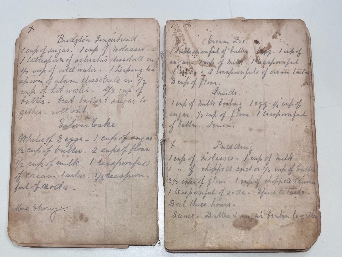 Two pages of a handwritten cook book